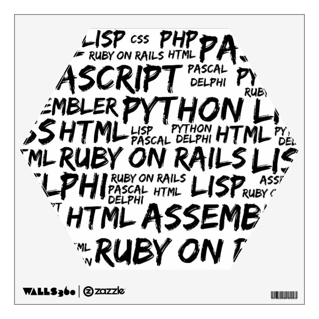 Programming Languages, Computer Languages, Code Wall Sticker (Front)