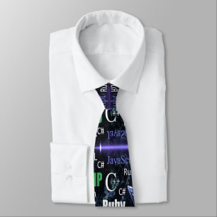 Programming Languages Pattern Blue Neck Tie