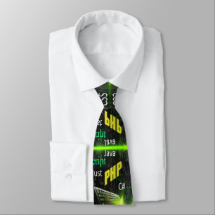 Programming Languages Pattern Green Neck Tie