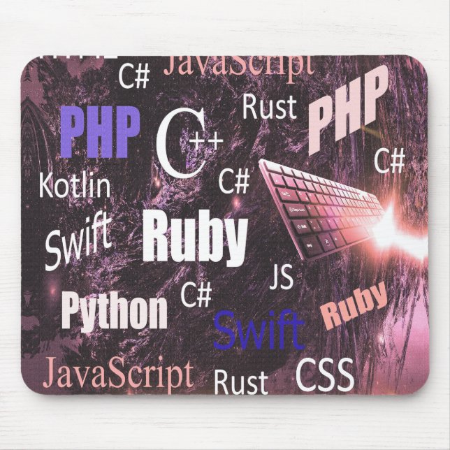 Programming Languages Pattern Pink Mouse Pad (Front)