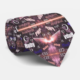 Programming Languages Pattern Pink Neck Tie