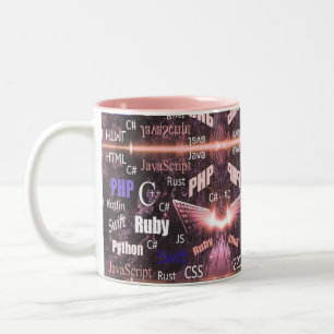 Programming Languages Pink Pattern Two-Tone Coffee Mug