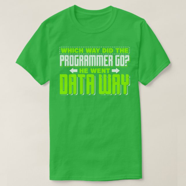Programming Which way did the programmer go T-Shirt (Design Front)