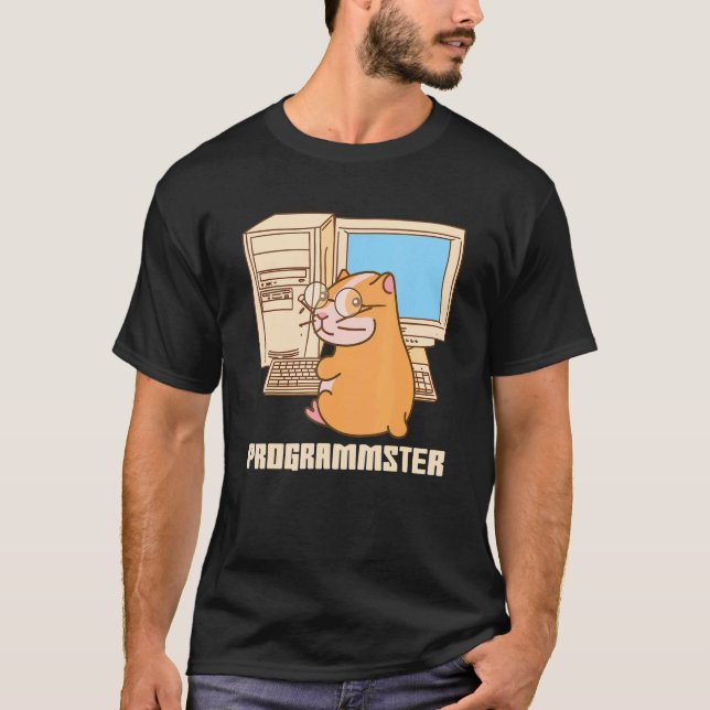 Programmster Hamster Programmer Pun Engineer T-Shirt (Front)