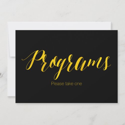 Programs Faux Gold Foil Chic Wedding Sign