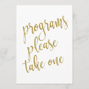 Programs Please Take One Gold Affordable Sign