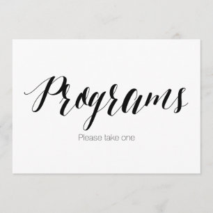 "Programs please take one" Wedding Sign Invitation