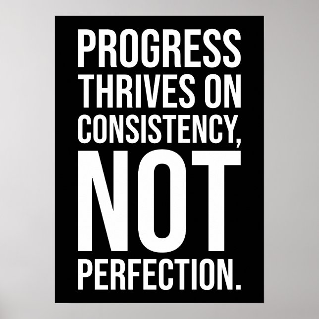 Progress Is Consistency vs Perfection, Gym, Hustle Poster (Front)