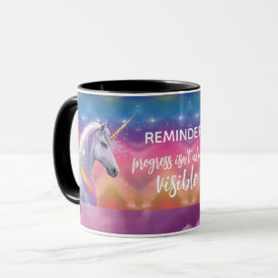 Progress isn't always Visible Rainbow Unicorn Mug