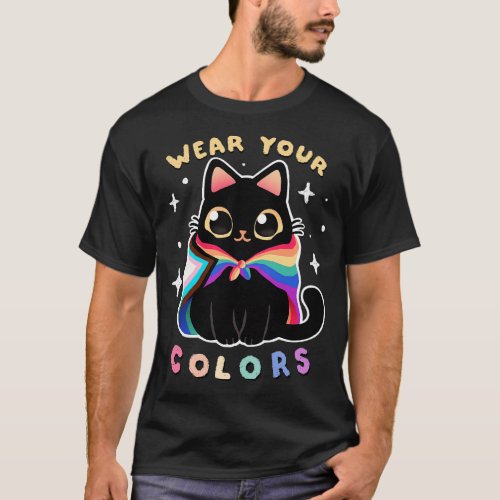 Progress LGBT Pride Cat Kawaii Rainbow Kitty Wear  T_Shirt