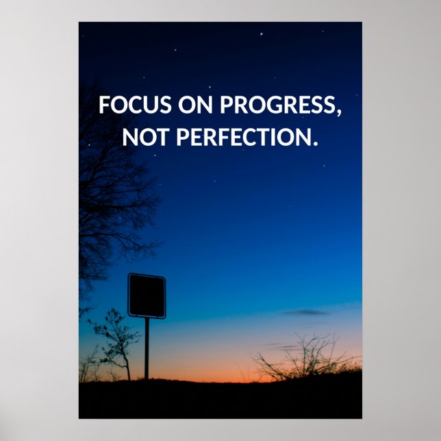 Progress Motivational Quote Poster (Front)