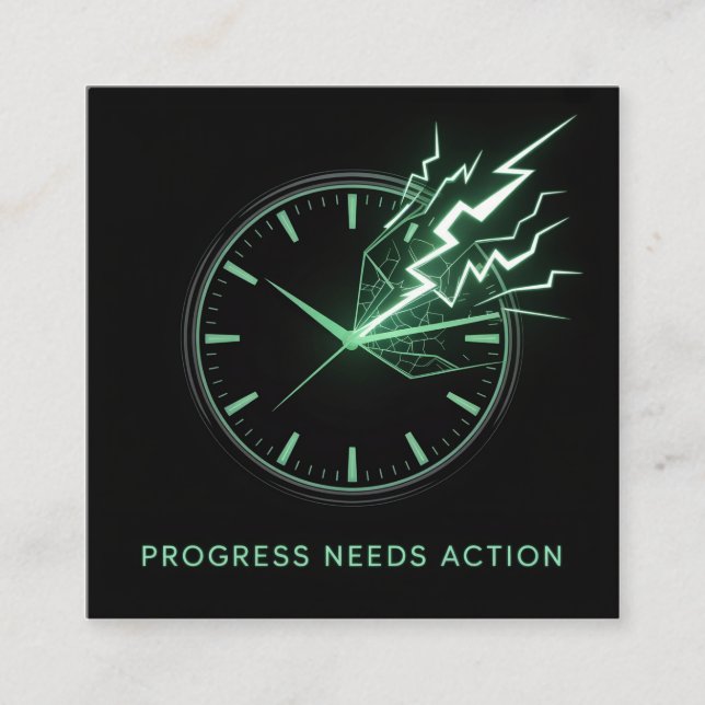 Progress Needs Action Square Business Card (Front)