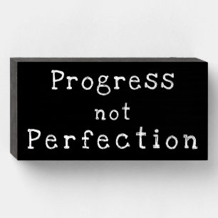 "Progress not Perfection" Chalkboard Wood Box Sign