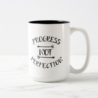 Progress Not Perfection - Dark Grey Two-Tone Coffee Mug