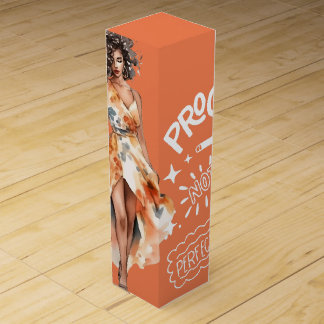 Progress not perfection elegant business woman wine box
