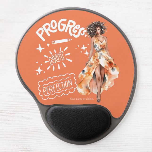 Progress not perfection elegant businesswoman gel mouse pad (Front)