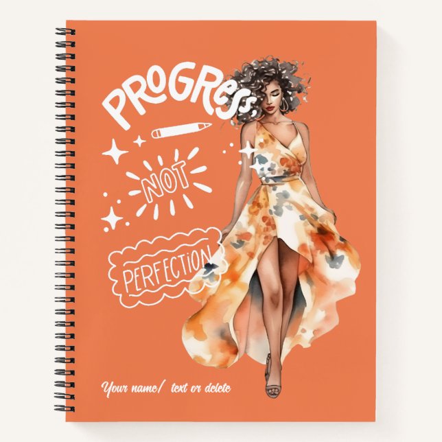 Progress not perfection elegant businesswoman notebook (Front)