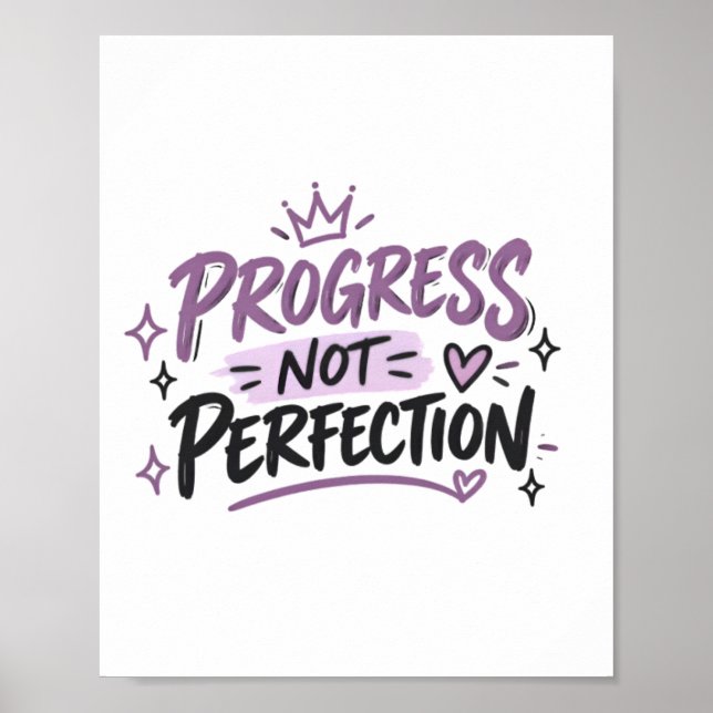 Progress Not Perfection Motivational Quote Poster (Front)