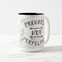 Progress not perfection Mug - Marble background
