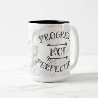 Progress not perfection Mug - Marble background
