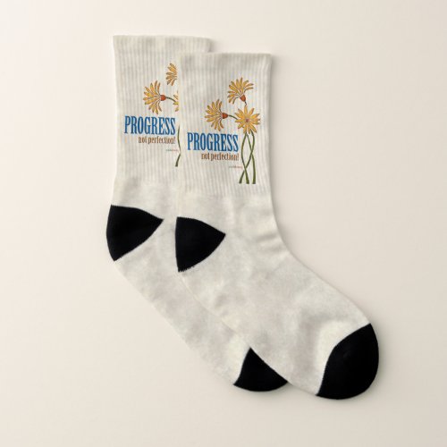 Progress not perfection recovery quote socks