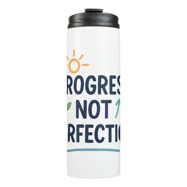 Progress, Not Perfection Thermal Tumbler (Front)