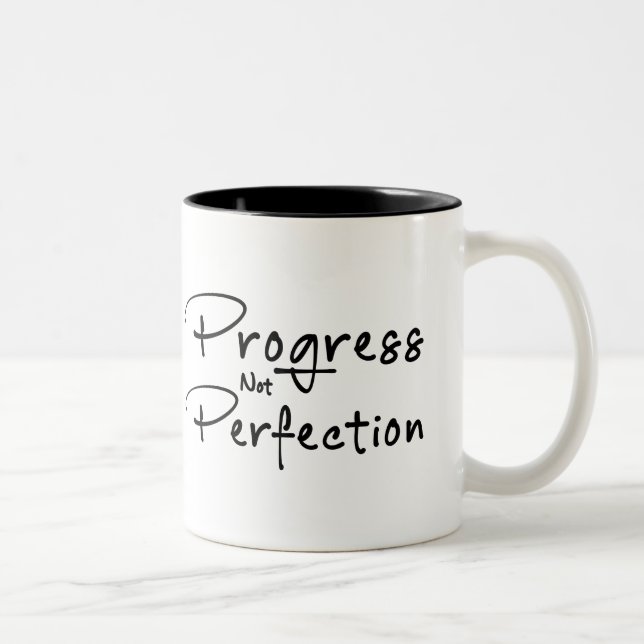 Progress Not Perfection Two-Tone Coffee Mug (Right)