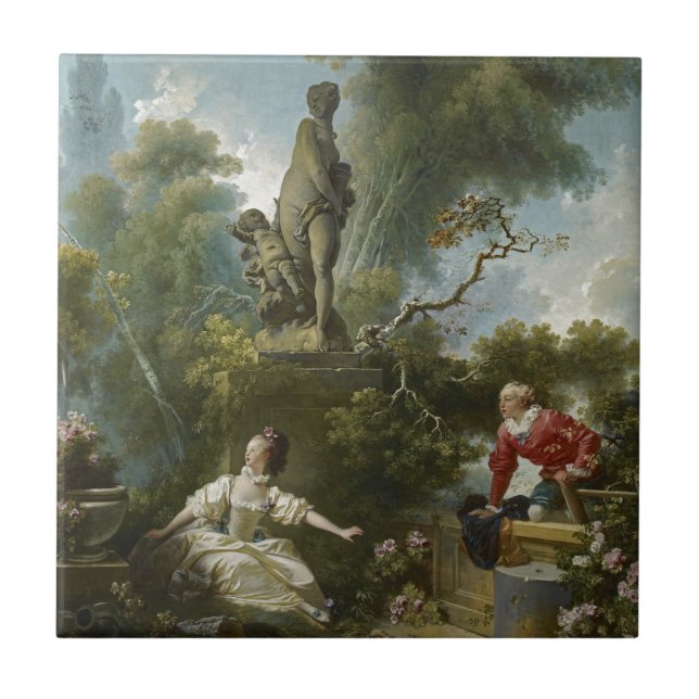 Progress of Love: The Rendezvous by Fragonard Ceramic Tile (Front)