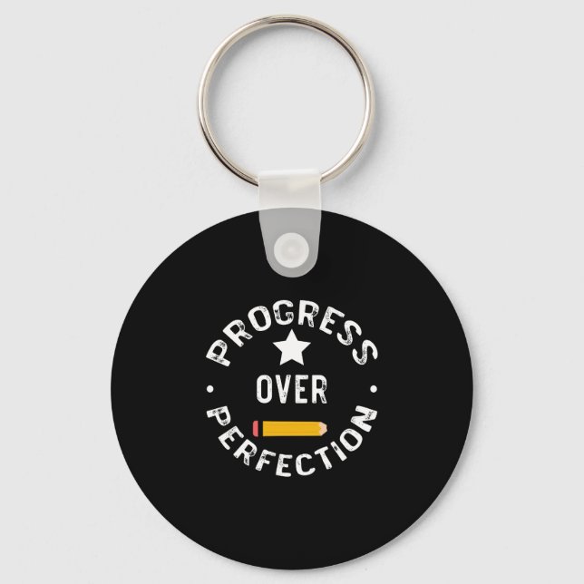 Progress Over Perfection Back To School Teacher Keychain (Front)