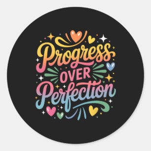 Progress Over Perfection Back To School Teachers E Classic Round Sticker