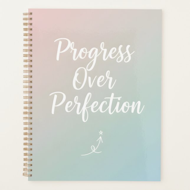 Progress Over Perfection – Minimal Motivational Qu Planner (Front)