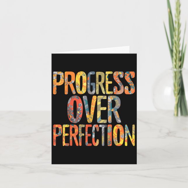 Progress Over Perfection Motivation Motivational T Card (Front)