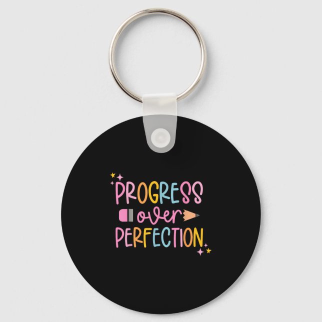 Progress Over Perfection Motivational Back To Scho Keychain (Front)