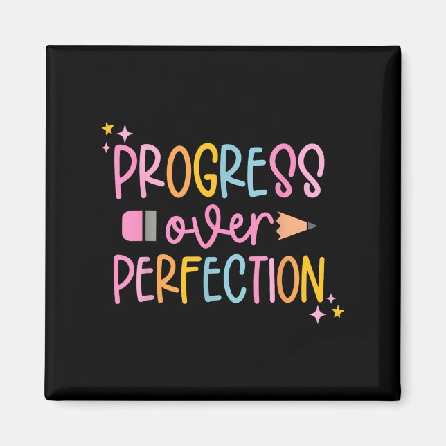 Progress Over Perfection Motivational Back To Scho Magnet (Front)