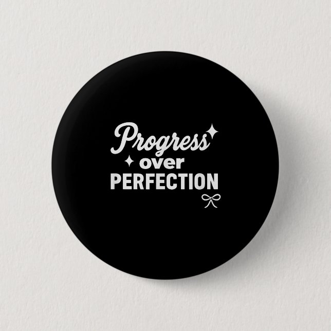 Progress Over Perfection Motivational Christian Se Button (Front)