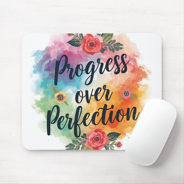 Progress Over Perfection Motivational Mouse Pad (With Mouse)