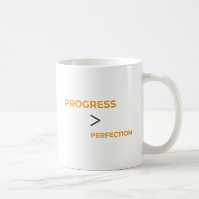 Progress Over Perfection Motivational Typography  Coffee Mug (Right)
