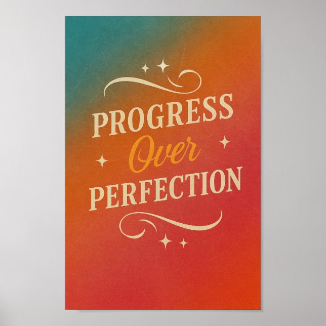 Progress Over Perfection Poster | Vibrant Art (Front)