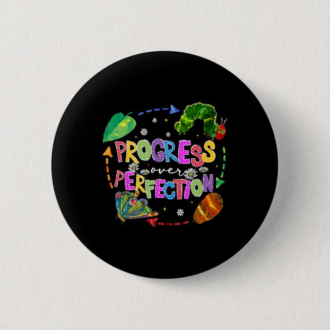 Progress Over Perfection Teacher Back To School  Button (Front)