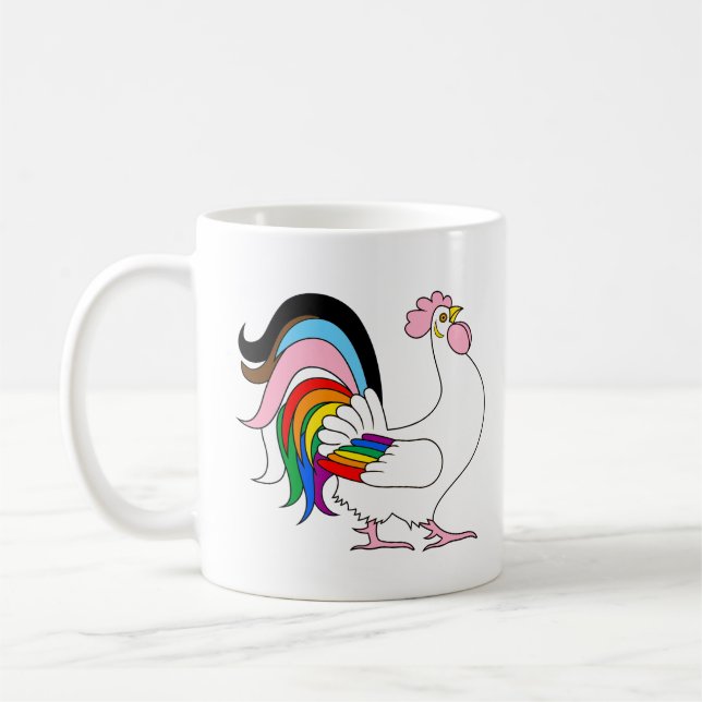Progress Pride Chicken Coffee Mug (Left)
