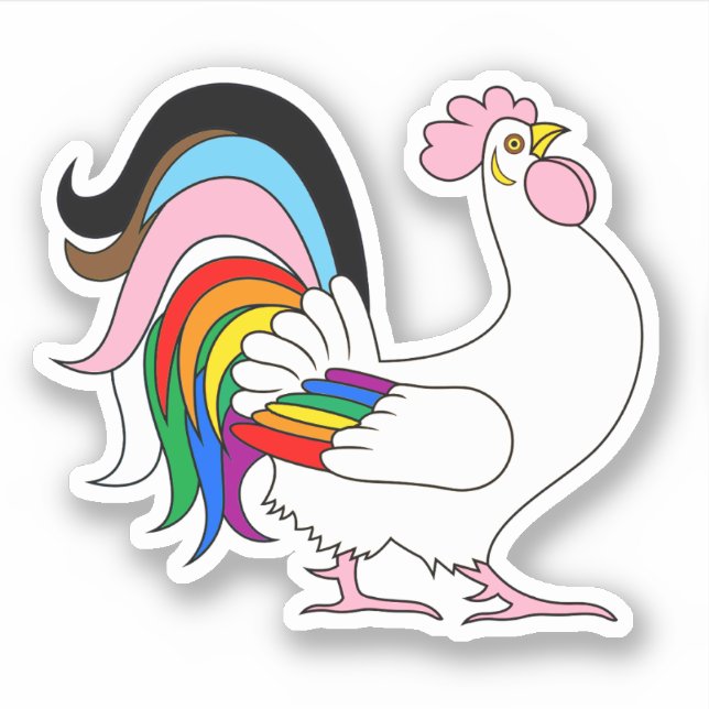 Progress Pride Chicken Sticker (Front)