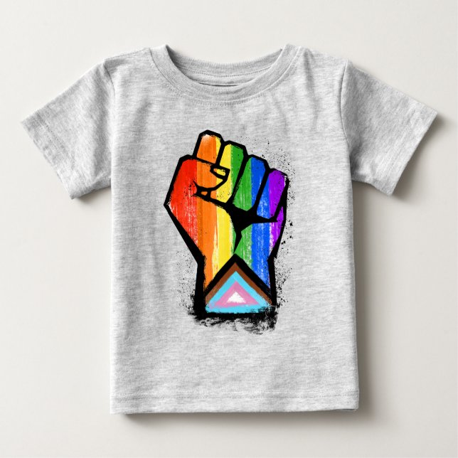 Progress Pride Fist Baby T-Shirt (Front)