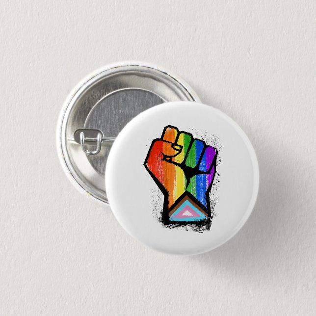 Progress Pride Fist Button (Front & Back)