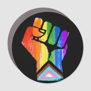 Progress Pride Fist Car Magnet