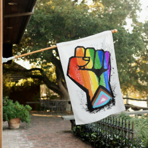 Progress Pride Fist House Flag
