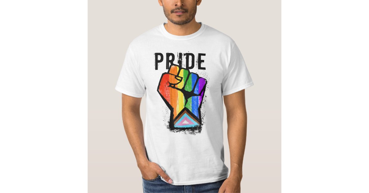 Progress Pride Fist T-Shirt | Zazzle