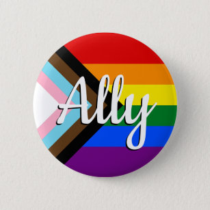 Progress Pride Flag Ally Button