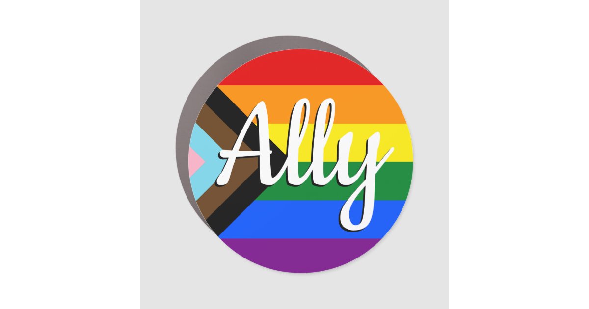 Progress Pride Flag Ally Circle Car Magnet | Zazzle