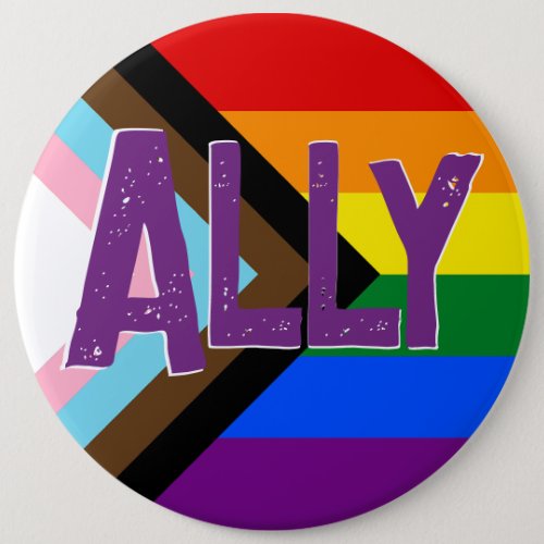 Progress Pride Flag Ally Grunge Font Button