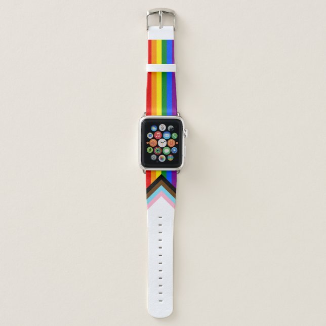 Progress Pride Flag Apple Watch Band (Front)